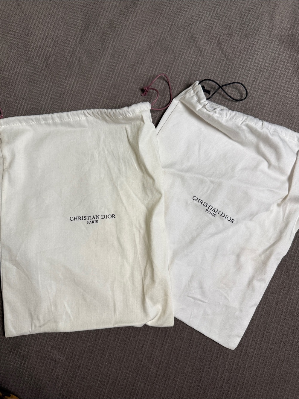 Dior White/Cream Drawstring Dust Bags (set of 2)